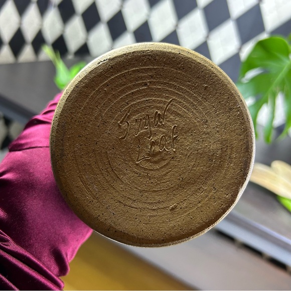 Studio Pottery Crock for Kitchen Utensils 4.5” + Underplate| Farmhouse Primitive - Picture 8 of 12